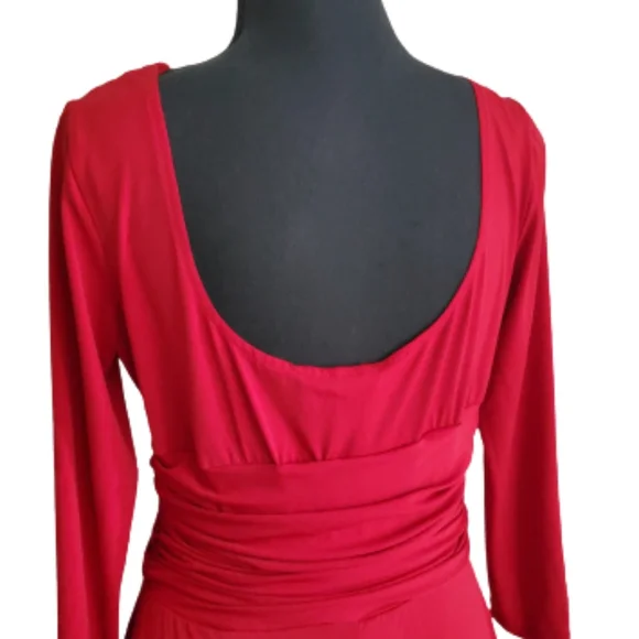 MAGGY LONDON RED DRAPE COWL NECK JERSEY DRESS ( SIZE 10) - Picture 4 of 5